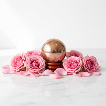 Copper Sphere (123g) with Wooden Stand – Energy Amplification & Vitality - Heavenly Crystals Online