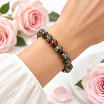 Dragon Blood Faceted Bracelet (7mm to 8mm) - – Strength, Courage & Heart Energy - Heavenly Crystals Online