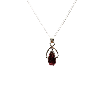 Garnet Tear Drop Pendant in 925 Sterling Silver with chain - Passion, Strength & Grounding - Heavenly Crystals Online