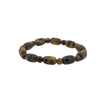 Golden Brown Tigers Eye Bracelet Barrel Beads - Protection, Confidence & Grounding - Heavenly Crystals Online