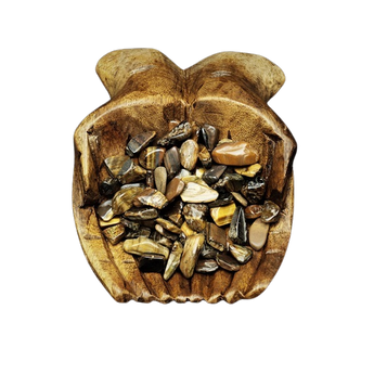 Golden Brown Tigers Eye Chips (100g) Pouch for Confidence, Grounding & Solar Plexus Power - Heavenly Crystals Online