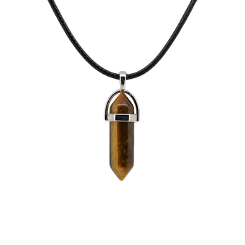 Golden Brown Tigers Eye Double Terminated Pendant with Black Cord - Protection and Grounding - Heavenly Crystals Online
