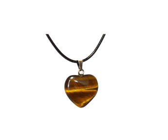 Golden Brown Tigers Eye Heart Pendant with Black Cord - Protection and Grounding - Heavenly Crystals Online