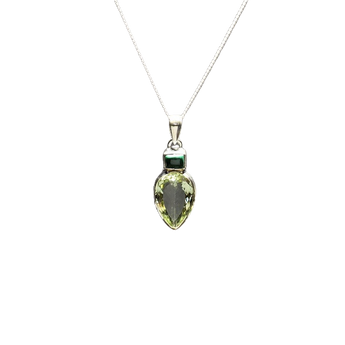 Green Amethyst & Malachite Pendant in 925 Sterling Silver with Chain – Heart Healing & Transformation - Heavenly Crystals Online