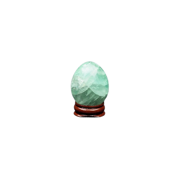 Green Fluorite Egg with Wooden Stand (94g) — The Stone of Clarity, Healing & Mental Focus - Heavenly Crystals Online