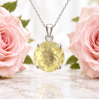 Heliodor Pendant 925 Sterling Silver with Chain – Golden Beryl Jewellery - Heavenly Crystals Online