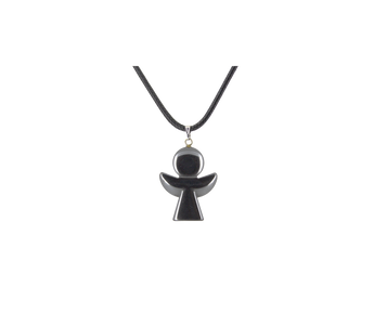 Hematite Angel Pendant on Black Cord | Grounding & Protection - Heavenly Crystals Online