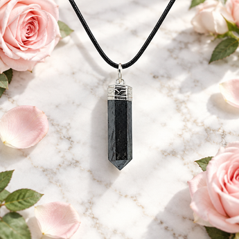 Hematite Pendant on Black Cord for Grounding & Protection Crystal Necklace - Heavenly Crystals Online