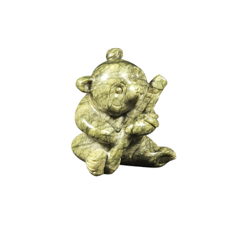 Jade Panda Bear Holding Bamboo Shoot (385g) Prosperity, Harmony & Emotional Balance - Heavenly Crystals Online