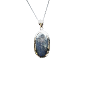 Labradorite Oval Pendant in 925 Sterling Silver with chain (B) - Intuition, Protection & Transformation - Heavenly Crystals Online