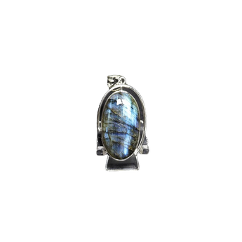 Labradorite Oval Pendant in 925 Sterling Silver with chain (C) – Intuition, Protection & Transformation - Heavenly Crystals Online