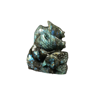 Labradorite Sea Turtle & Fish Sculpture (629g) – Ocean Wisdom, Protection & Transformation - Heavenly Crystals Online