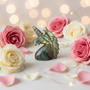 Labradorite Unicorn Crystal (170g) – Golden Blue Green Healing Stone - Heavenly Crystals Online