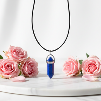 Lapis Lazuli Double Terminated Pendant with Black Cord – Wisdom, Truth & Inner Vision - Heavenly Crystals Online