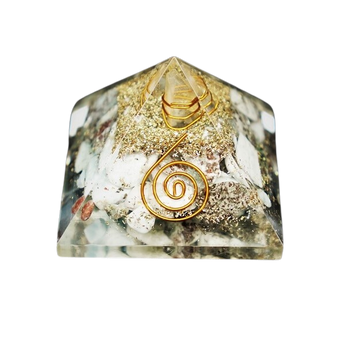 Larimar, Clear Quartz & Copper Orgonite Pyramid - Calm, Clarity, Emotional Healing, Protection & Energy Amplification - Heavenly Crystals Online