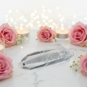 Lemurian Quartz Transmitter Wand (114g) - Channeling Faces for Ancient Wisdom, Clarity & Higher Guidance - Heavenly Crystals Online
