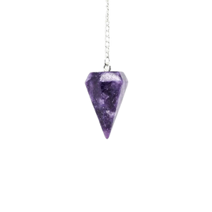 Lepidolite Pendulum with velvet pouch – Stress Relief, Peace & Intuition - Heavenly Crystals Online