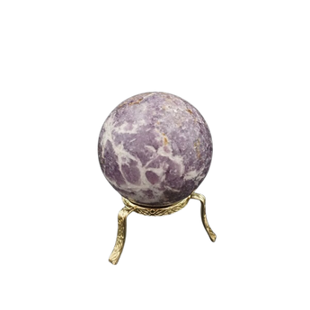 Lepidolite Sphere with Wooden Stand (147g) – Calming Energy, Emotional Balance & Nervous System Support - Heavenly Crystals Online