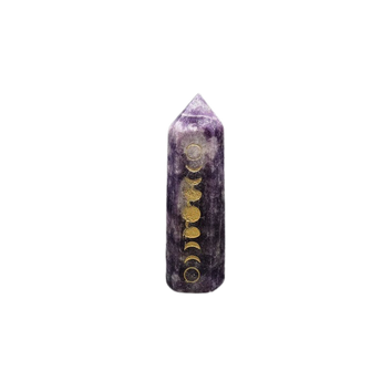 Lepidolite with Gold Moon Phase Generator Point (90g) – Calming Energy, Emotional Balance & Lunar Alignment - Heavenly Crystals Online