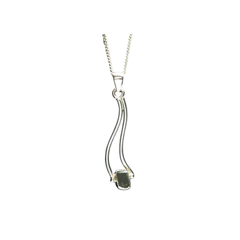 Moldavite Wave Pendant 925 Sterling Silver with chain (C) – Genuine Moldavite for Transformation - Heavenly Crystals Online