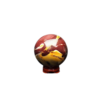 Mookaite Jasper Sphere with Wooden Stand (239g) – Strength, Grounding & Ancestral Earth Energy - Heavenly Crystals Online
