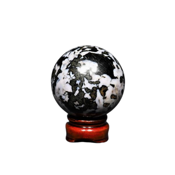 Mystic Merlinite (Indigo Gabbro) Sphere with Wooden Stand (490g) – Shadow Work, Intuition & Deep Transformation - Heavenly Crystals Online