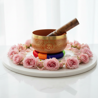 Orange Brass Singing Tibetan Bowl include Striker & Cushion - Sacral Chakra - Sexuality & Creativity - Heavenly Crystals Online