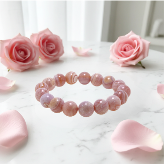 Pink Agate Bracelet (12mm) Love, Joy & Emotional Balance - Heavenly Crystals Online