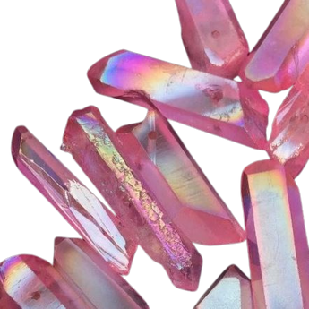 Pink Aura Quartz Gridding Points (50g) in Organza Pouch – Love, Harmony & Heart Healing - Heavenly Crystals Online