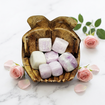 Pink Kunzite Square Tumbled Stone – Love, Calm & Emotional Healing - Heavenly Crystals Online