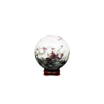 Pink Tourmaline Sphere with wooden stand (325g) – Heart Healing, Emotional Balance & Compassionate Energy - Heavenly Crystals Online