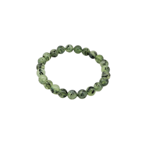 Prehnite with Black Tourmaline Bracelet (8mm) Calming, Protection & Heart Healing - Heavenly Crystals Online