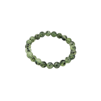 Prehnite with Black Tourmaline Bracelet (8mm) Calming, Protection & Heart Healing - Heavenly Crystals Online