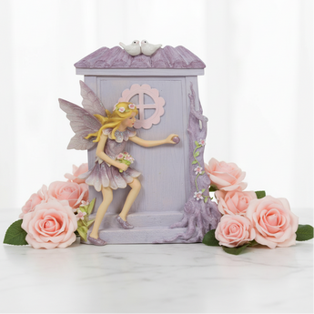 Purple Fairy with Fairy Door – Enchanted Fantasy Decor - Heavenly Crystals Online