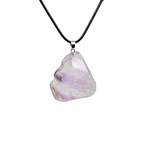 Purple Fluorite Pendant on Black Cord for Intuition & Clarity Crystal Necklace - Heavenly Crystals Online