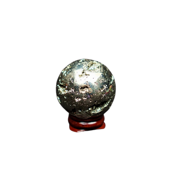 Pyrite Sphere with Wooden Stand (191g) – Abundance, Protection & Manifestation Energy - Heavenly Crystals Online