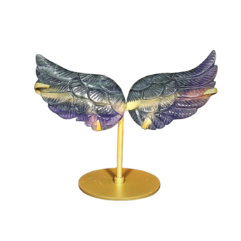 Rainbow Fluorite Angel Wings on stand (430g) – Clarity, Focus & Emotional Balance - Heavenly Crystals Online