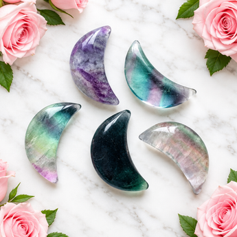 Rainbow Fluorite Moons – Clarity, Intuition & Emotional Balance - Heavenly Crystals Online
