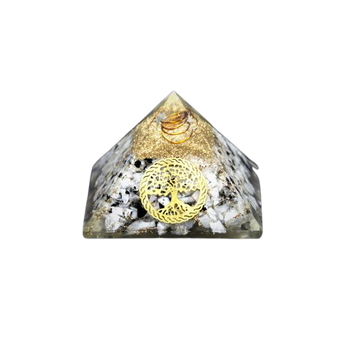 Rainbow Moonstone & Clear Quartz Orgonite Pyramid with Tree of Life (228g) – Intuition, Emotional Balance & Divine Feminine Alignment - Heavenly Crystals Online