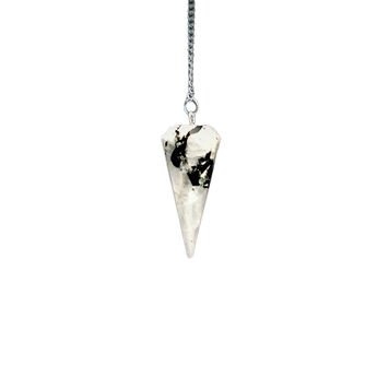 Rainbow Moonstone Faceted Pendulum with velvet pouch – Insight, Feminine Energy & Spiritual Guidance - Heavenly Crystals Online