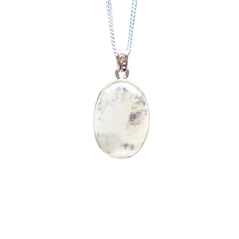 Rainbow Moonstone Oval Pendant in 925 Sterling Silver with chain - Intuition & Feminine Energy - Heavenly Crystals Online