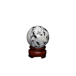 Rainbow Moonstone Sphere with Wooden Stand (182g) – Intuition, Feminine Energy & Emotional Balance - Heavenly Crystals Online