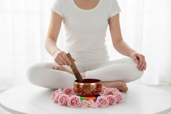 Red Brass Singing Tibetan Bowl includes Striker and Cushion - Base/Root Chakra - Basic and Trust - Heavenly Crystals Online