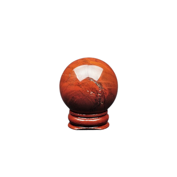 Red Jasper Sphere with Wooden Stand (107g) – Strength, Grounding & Vital Life Force Energy - Heavenly Crystals Online