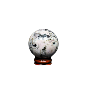 Rhodochrosite Sphere with wooden stand (222g) – Love, Compassion & Emotional Healing - Heavenly Crystals Online