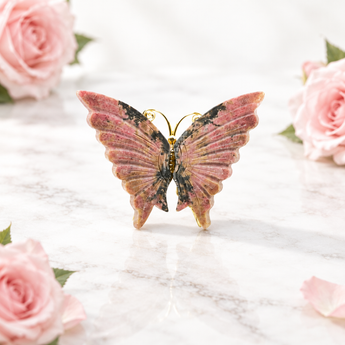 Rhodonite Butterfly (139g) Natural Crystal Carving for Heart Healing & Emotional Balance - Heavenly Crystals Online