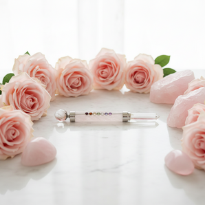 Rose Quartz 7 Chakra Wand - Heart‑Healing Crystal Energy Tool - Heavenly Crystals Online