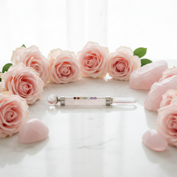 Rose Quartz 7 Chakra Wand - Heart‑Healing Crystal Energy Tool - Heavenly Crystals Online