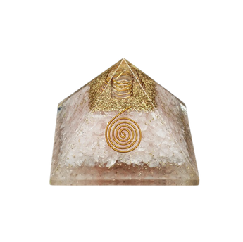 Rose Quartz, Clear Quartz & Copper Orgonite Pyramid – Love, Emotional Healing & Heart‑Centred Protection - Heavenly Crystals Online