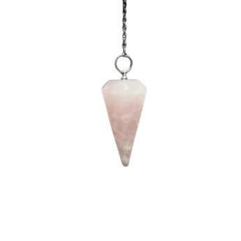 Rose Quartz Faceted Pendulum with velvet pouch – Love, Healing & Heart Chakra - Heavenly Crystals Online
